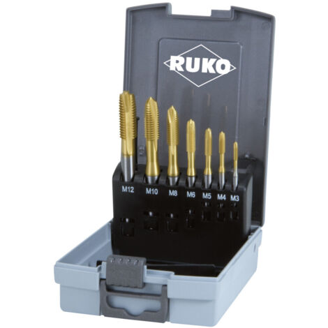 Ruko 7-teiliger Maschinengewindebohrer-Satz HSS TiN Form B
