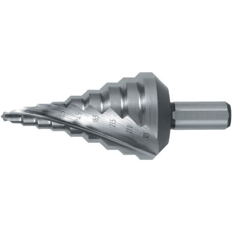 RUKO BROCA ESCALONADA HSS SISTEMA MÉTRICO. AGUJEROS PREVIOS A ROSCAR DIN/EN 60423 MEDIDAS (mm) 5.3-30.5 x 79 (9 pasos)