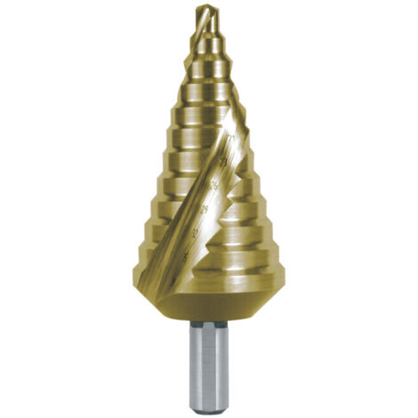 RUKO Foret étagé HSS-TiN à spirale cannelée avec affûtage croisé Ø 6 - 38 mm - 101053T