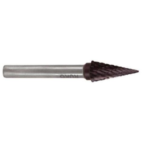 RUKO Fresa rotativa de metal duro SKM Ø 16 mm longitud de cabeza 25 mm Ø de vástago 6 mm TiCN dentado KVZ 4 - 116039TC