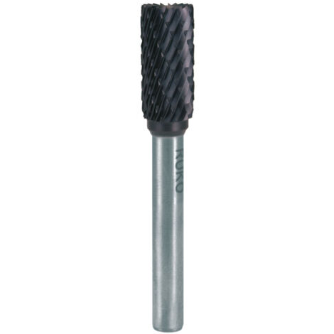 RUKO Hartmetall-Frässtift ZYA Ø 8 mm Kopflänge 18 mm Schaft-Ø 6 mm TiCN Verzahnung KVZ 4 mit Stirn - 116016TC