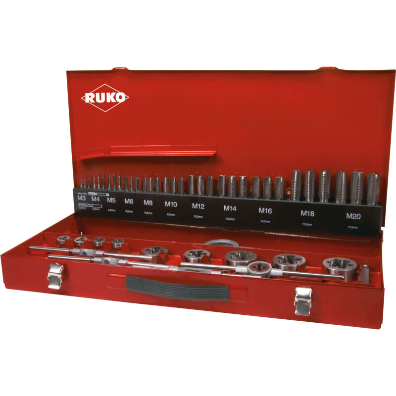 RUKO Jeu de 54 outils de taraudage HSSE-Co 5 en cassette industrielle - 245040E