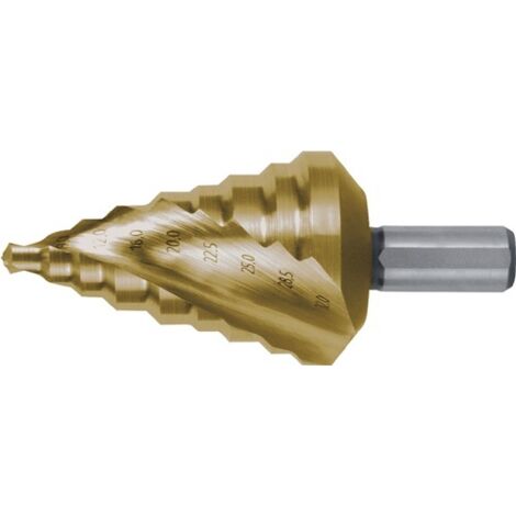 RUKO Stufenbohrer HSS-TiN spiralgenutet mit Kreuzanschliff Ø 6 - 32 mm - 101096T