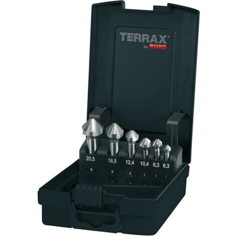 RUKO TERRAX BY C SET FRESADO/REBABADO DIN 335 FORMA C 90 HSS EN CAJA DE PLÁSTICO 1, A1021 52RO