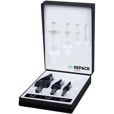 RUKO ULTIMATECUT Coffret de forets étagés HSS RUnaTEC avec pointe FLOWSTEP® en REPACK 3 pièces - 101626PRK