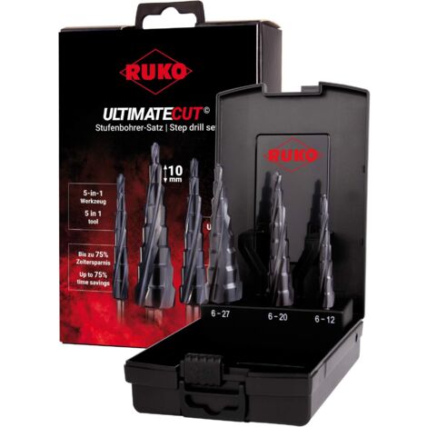 Ruko ULTIMATECUT Set di punte multiple HSS RUnaTEC in valigetta di plastica - 3 pezzi.