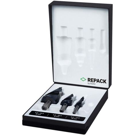RUKO ULTIMATECUT Stufenbohrer-Satz HSS RUnaTEC mit FLOWSTEP® Spitze in REPACK 3 teilig - 101626PRK