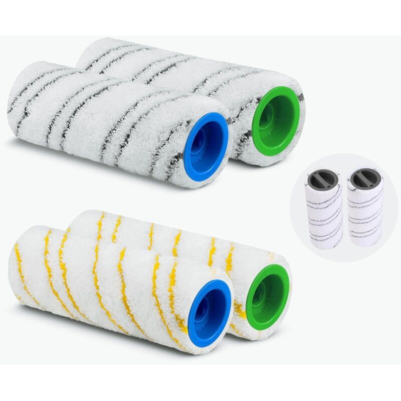 Rulli di ricambio, set di 4 rulli di ricambio per Karcher FC3D, FC5 e FC7, per pavimenti duri resistenti, pietra e piastrelle.