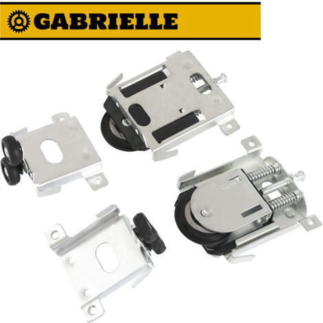 Rulli per ante scorrevoli GABRIELLE in 2 pezzi, rulli per ante, guide per mobili, guide con ammortizzatori, argento