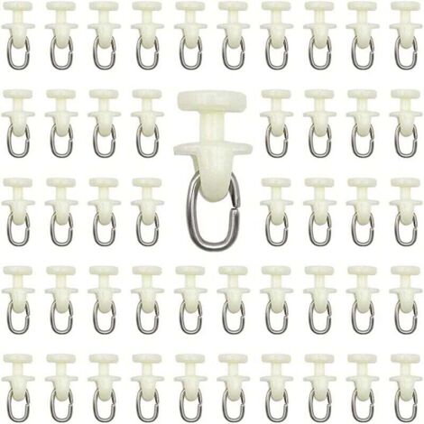 Rulli per binari per tende - 100 pezzi, ganci per binari per tende da interni, puleggia per tende in plastica (bianco)