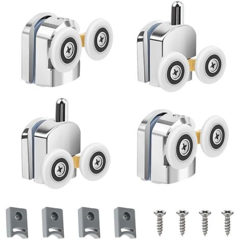 Rulli per cabina doccia, set da 4, 23 mm, robusti e silenziosi, per porte in vetro da 3 a 6 mm di spessore (23 mm)