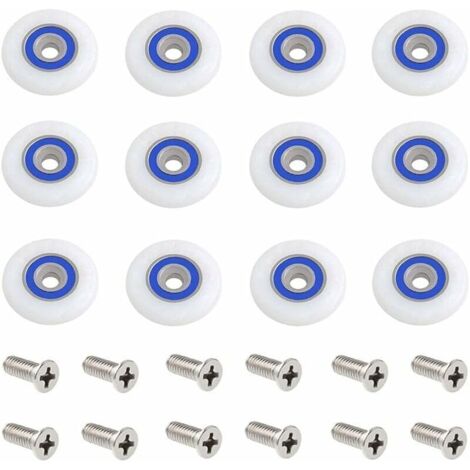Rulli per porta doccia da 27 mm, 12 pezzi, ruote di ricambio per porta doccia, rulli per porta doccia con viti