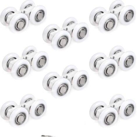 Rulli per porte scorrevoli da 6,5 x 1,9 cm – Set di 8 pezzi, ruote in gomma per porte scorrevoli e box doccia