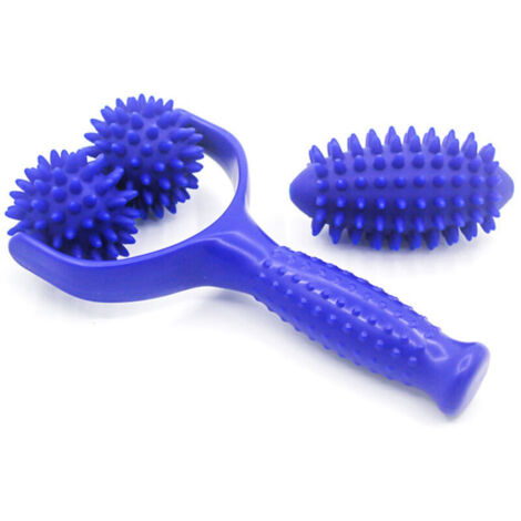 Rullo massaggiante, sfera massaggiante intercambiabile con manico per dolori muscolari a gambe, schiena, braccia e spalle, blu