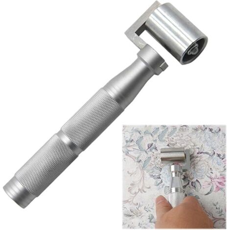 Rullo per cucire carta da parati in acciaio inox da 40 mm, rullo piatto arrotolato a mano, rullo per cucire in pelle, manico in lega di alluminio