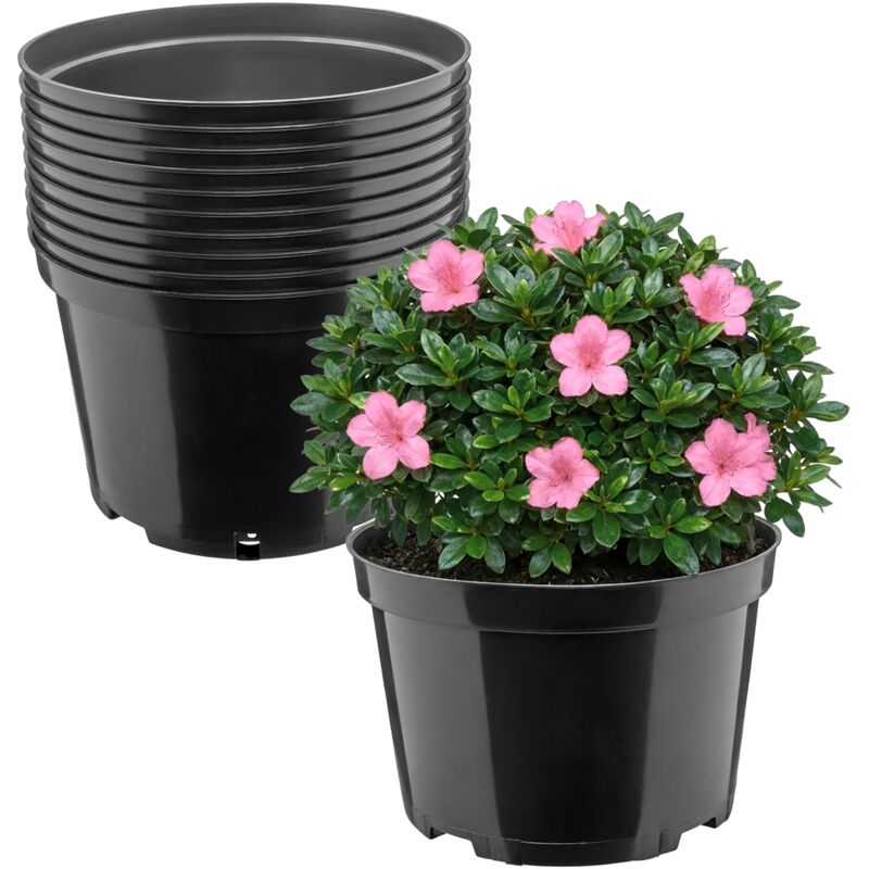 Garronda Blumentopf Rund Kunststoff Ø22 X 14, 5 Cm (4l) 10er Set Mit Drainagelöchern Pflanztopf Robustes Pp Pflanzgefäß Für Garten Gewächshaus