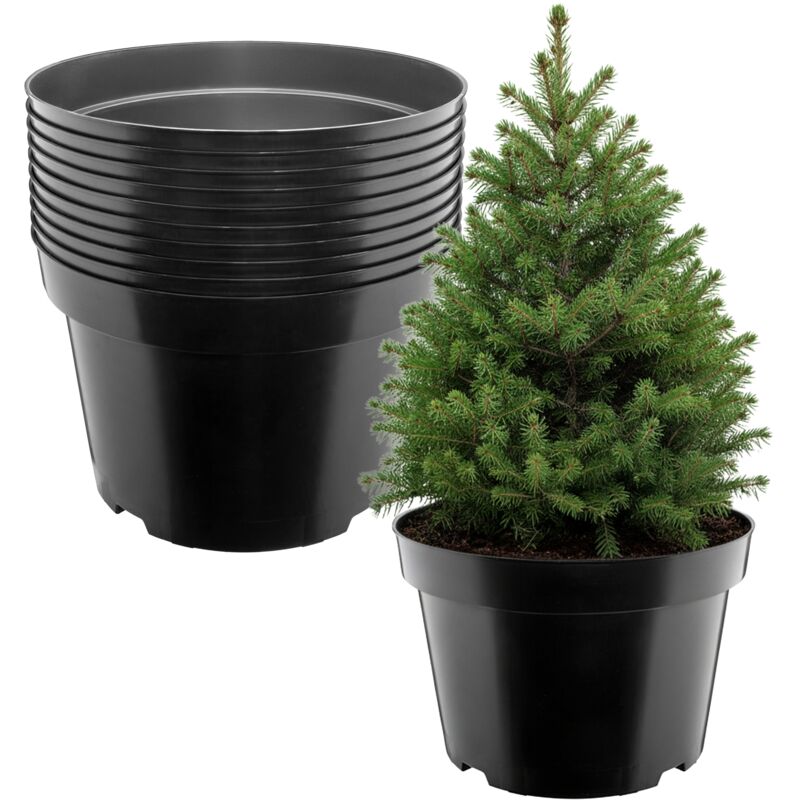 Garronda Blumentopf Rund Kunststoff Ø38 X 25 Cm (20l) 10er Set Mit Drainagelöchern Pflanztopf Robustes Pp Pflanzgefäß Für Garten Gewächshaus