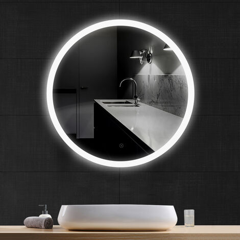 Rund LED Badspiegel Beleuchtung Badezimmerspiegel Spiegel Anti-Fog Wandspiegel 70*70*4.5cm