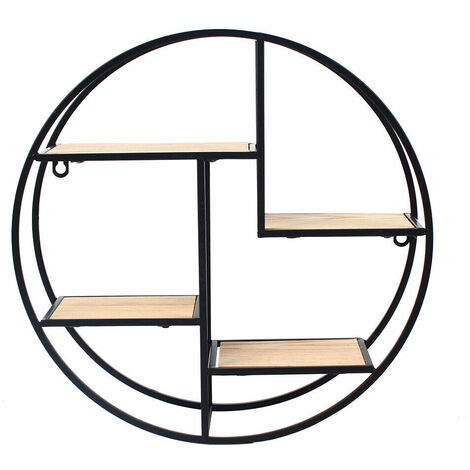 Rund Wandregal Lagerregal Regal Storage Rack Metall Hängeregal Eisen & Holz 59cm 