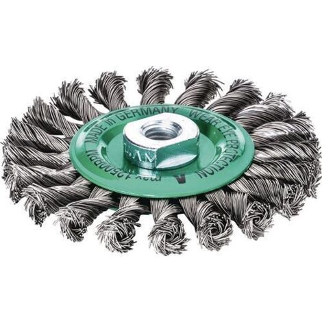 Rundbürste Ø 125 mm Drahtstärke 0,50 mm Edelstahl glatt 14 mm 12500 min-¹