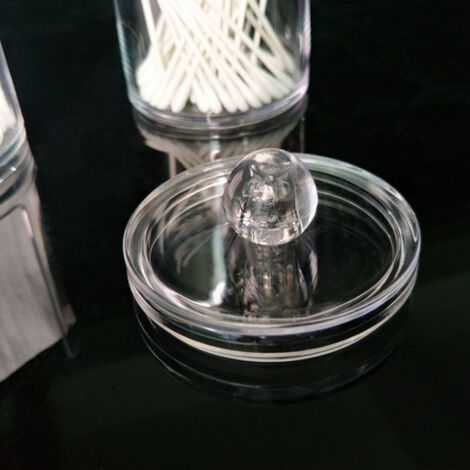 Runde Aufbewahrungsbox aus Acrylglas für Wattebällchen, Tampons und Kosmetikartikel – 17 cm – Transparent – 1 Stück