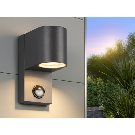 Runde Außenwandleuchte ROYA Downlight mit Bewegungsmelder, Anthrazit, Höhe 15cm