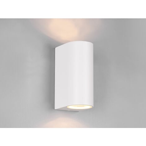 WEBMARKETPOINT Runde Außenwandleuchte ROYA Up and Down Weiß, Höhe 15cm