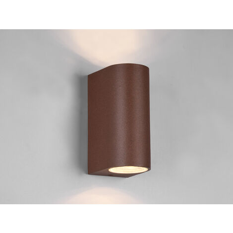 Runde Außenwandleuchte Up and Down Rostoptik mit GU10 LED, Höhe 15cm