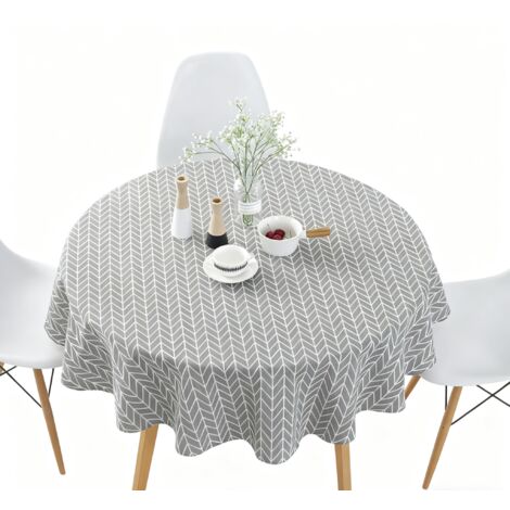 Runde Baumwolltischdecke 120 cm - JINFGERNE - wasserabweisend, pflegeleicht und elegant für Esstisch, Wohnzimmer oder Terrasse