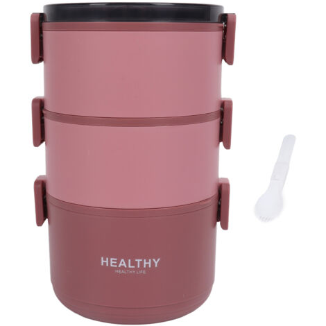 Runde Bento-Box 2200 ml mit 3 herausnehmbaren Fächern – Ideal für Büro, Picknicks und Studenten – Rot
