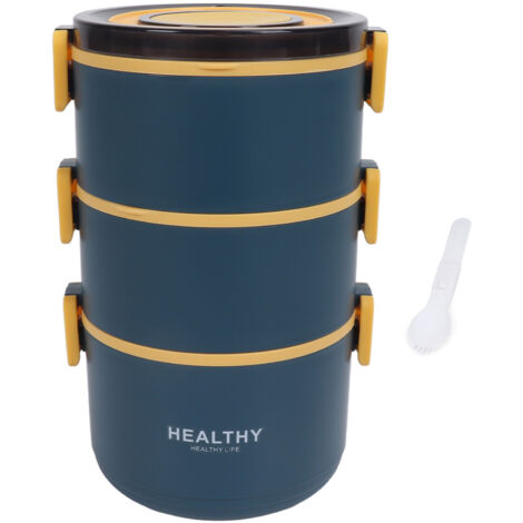 Runde Bento-Box 2200 ml mit herausnehmbaren Fächern, ideal für Büro, Picknick oder Studenten, tragbares blaues Design