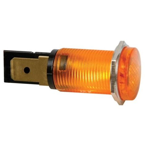 Runde, bernsteinfarbene Kontrollleuchte - 12 V - 14 mm