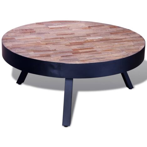 Runde Couchtisch aus recyceltem Teakholz