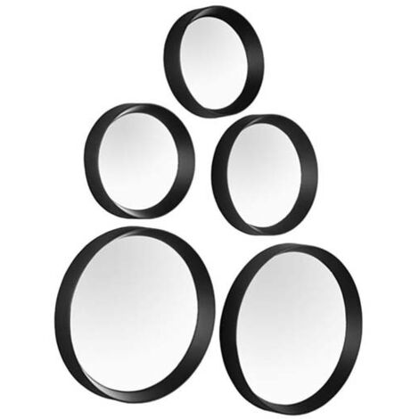 Runde Dekospiegel VIVIEN 5er SET Wandspiegel mit Rahmen in Schwarz