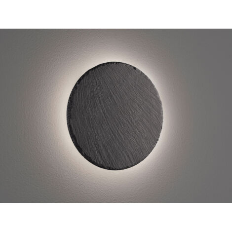 Runde dimmbare LED-Wandleuchte Raven Hintergrundbeleuchtung Schieferschwarz Ø20 cm Trio Lighting