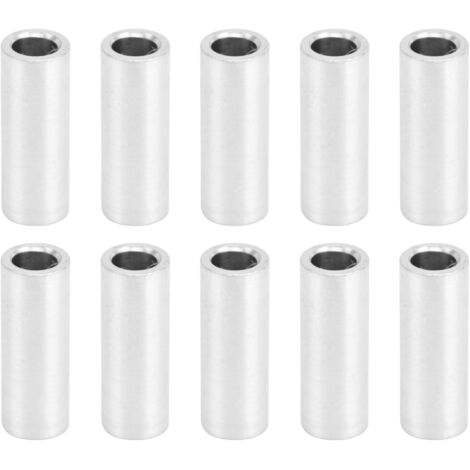 Runde Distanzmuttern, Aluminiumlegierung, ohne Gewinde, 10 Stück, Außendurchmesser 6 mm, Länge 16 mm