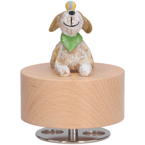 Runde DIY-Spieluhr aus Holz – Möbeldekoration und Partygeschenk – Welpenmotiv