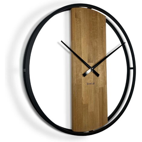 Runde Eichenholzuhr LOFT OVAL Metall 80 cm