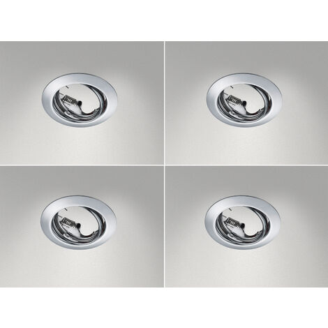 Runde Einbaustrahler Decke im 4er Set schwenkbar Silber Chrom GU10