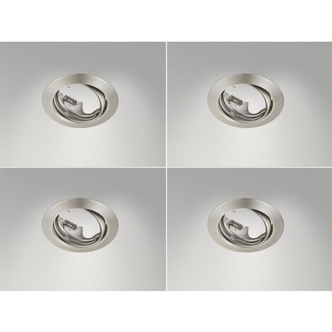 Runde Einbaustrahler Decke im 4er Set schwenkbar Silber matt GU10