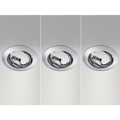 Runde Einbaustrahler Decke JURA 3er Set Ø 8,3cm schwenkbar Silber Chrom GU10