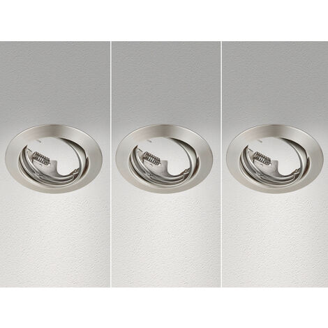 Runde Einbaustrahler Decke JURA 3er Set Ø 8,3cm schwenkbar Silber matt GU10