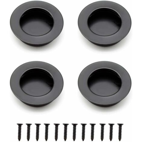 runde, eingelassene Griffe, 40 mm Edelstahl-Schiebetürgriffe, schwarze Möbelgriffe, geeignet für Schubladen, Schränke und maßgefertigte Möbel.