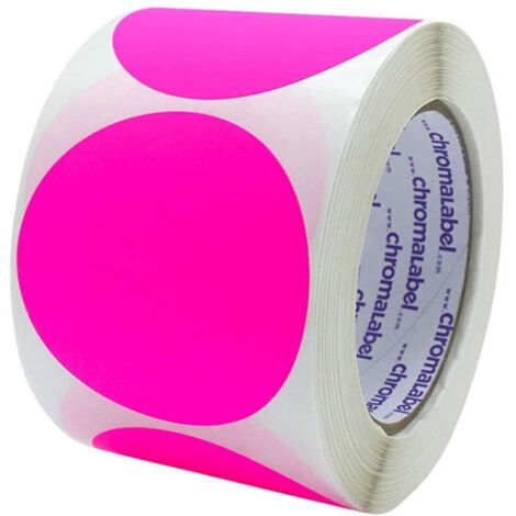 Runde Etiketten (5 cm Durchmesser), fluoreszierend pink, permanente, farbcodierte Punktaufkleber, 500 Etiketten pro Rolle