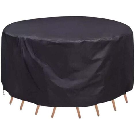 Runde Gartenmöbelabdeckungen 185 x 110 cm – Wasserdicht und UV-beständig – Für den Außenbereich und Terrassen – Schwarz
