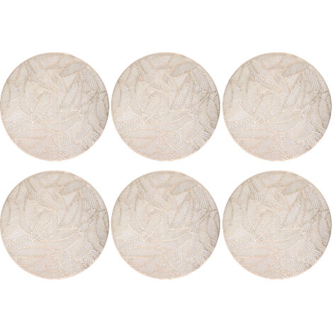 runde, goldfarbene, perforierte, umweltfreundliche und hitzebeständige PVC-Tischsets (38 cm Durchmesser)