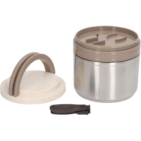 Runde, isolierte Lunchbox aus Edelstahl 304 mit 0,8 l Fassungsvermögen und Löffel, ideal für Schüler zum Transport von warmen Mahlzeiten, Farbe: Stahl.