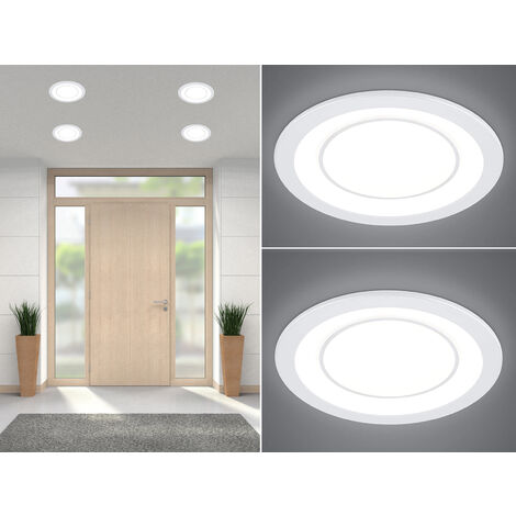 Runde LED Deckeneinbaustrahler 2er Set in Weiß matt Ø 14,8cm