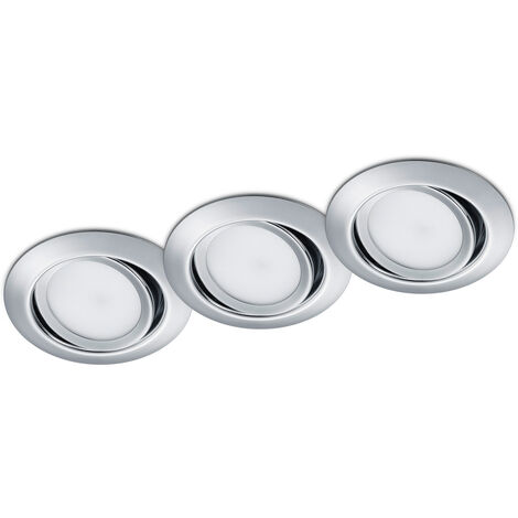 Runde LED Einbaustrahler RILA 3er Set Spot schwenkbar Chrom glänzend 5 Watt