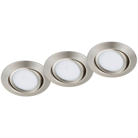 Runde LED Einbaustrahler RILA Decke 3er Set Spot schwenkbar Nickel matt 5 Watt